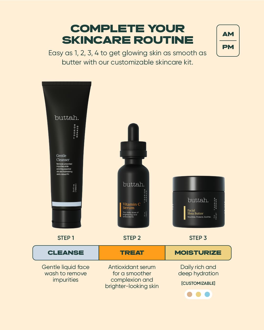 buttah. products in hand for scale showing portable, travel-friendly sizes