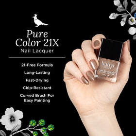 butter LONDON brush stroke on nail demonstrating smooth application and even coverage