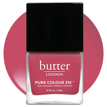 butter LONDON bottle front view showing Dearie Me rose shade and glossy finish