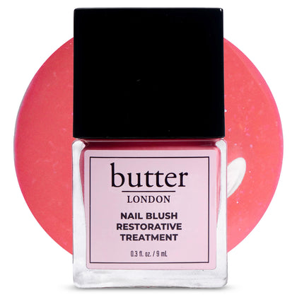 butter LONDON front bottle view showing Dewy Rose tint and brand polish finish