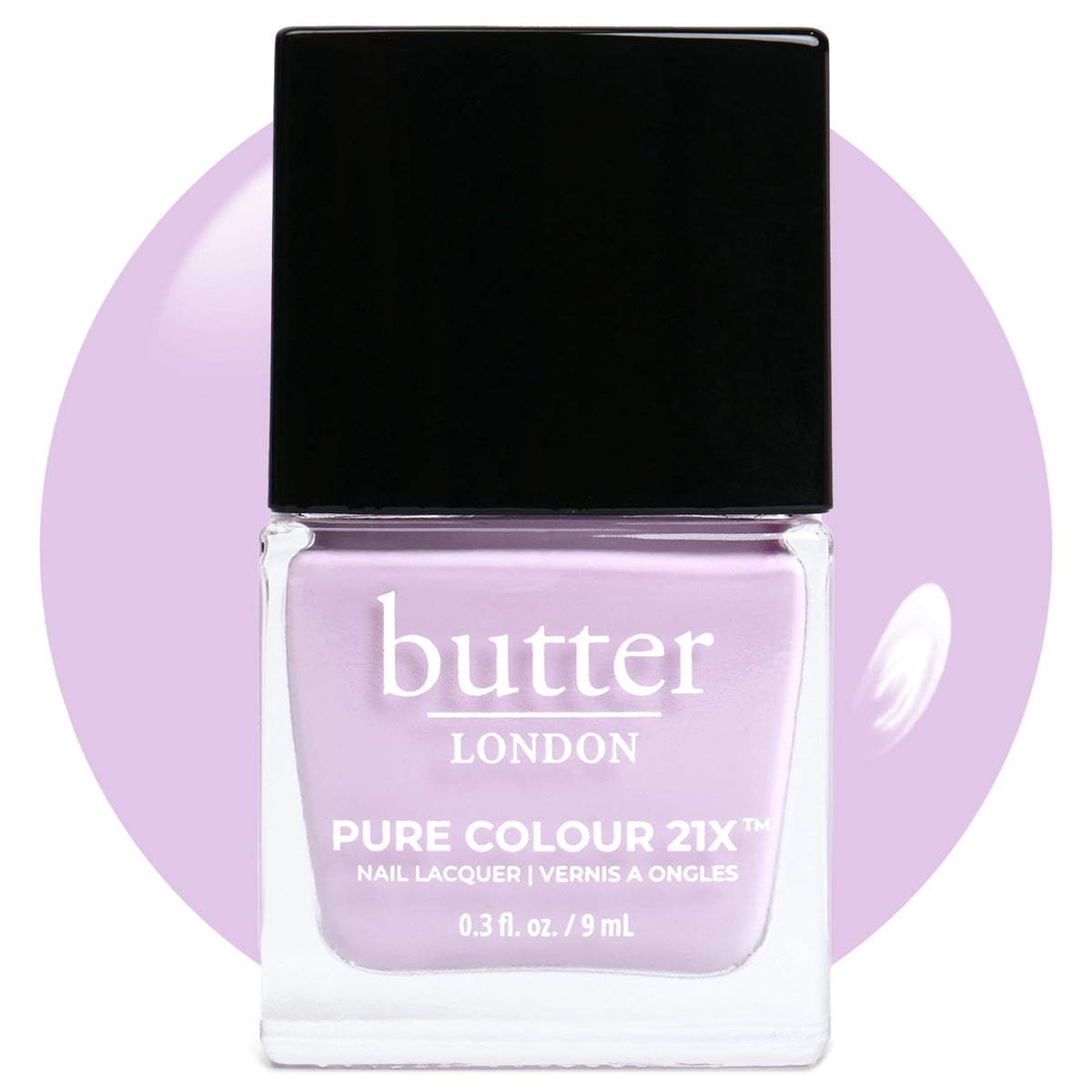 butter LONDON front packaging showing English Lavender glossy finish and benefits