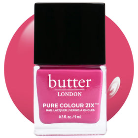 butter LONDON front bottle showing Flusher Blusher vibrant fuchsia and glossy finish