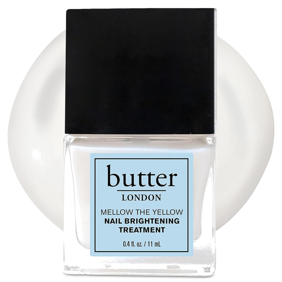 butter LONDON front bottle showing label and elegant finish benefit: clear brightening