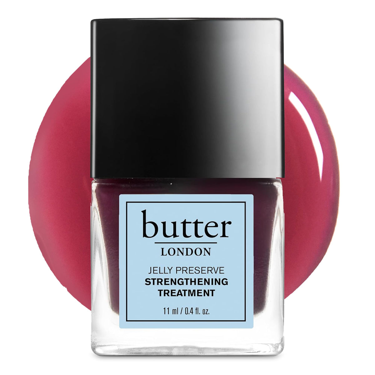 butter LONDON front label showing Jelly Preserve benefits and sheer plum finish