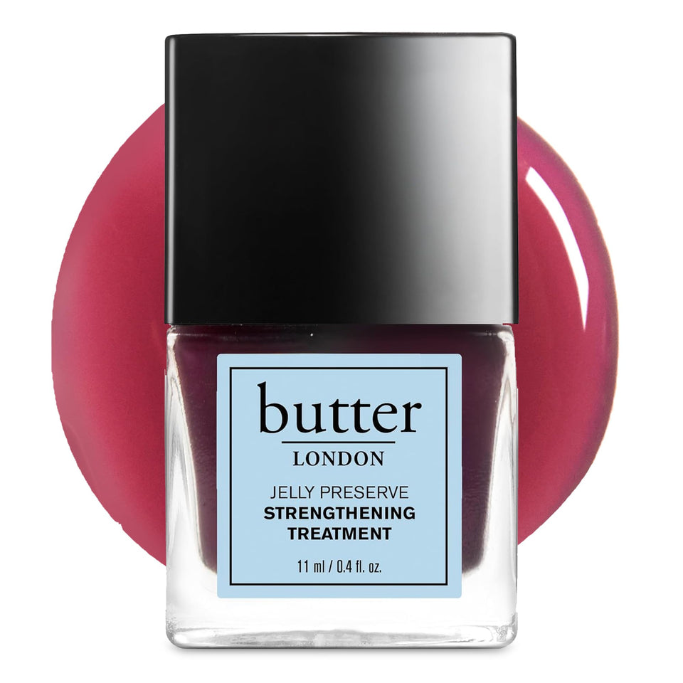 butter LONDON front label showing Jelly Preserve benefits and sheer plum finish