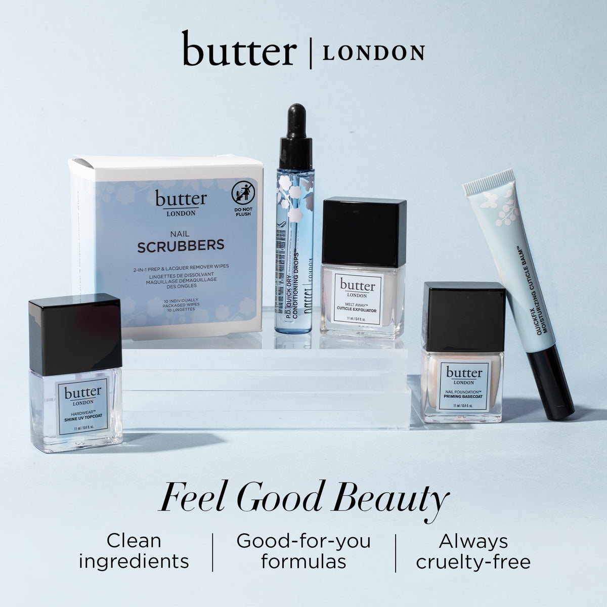 butter LONDON at a manicure station showing quick home treatment benefit