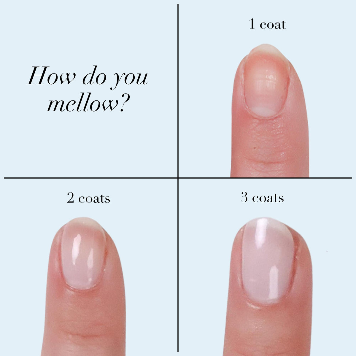 butter LONDON nail swatch on hand showing sheer opalescent coverage benefit: conceals yellowing