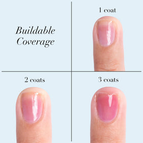 butter LONDON swatch on fingertips showing translucent Victoria Plum and glossy shine