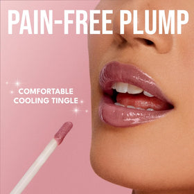 BUXOM amber lips before and after showing fuller-looking result