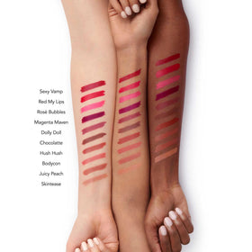 Buxom lipstick being applied to lips demonstrating even coverage and easy control