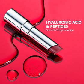 Buxom texture close-up showing satin sheen and moisturizing finish benefit
