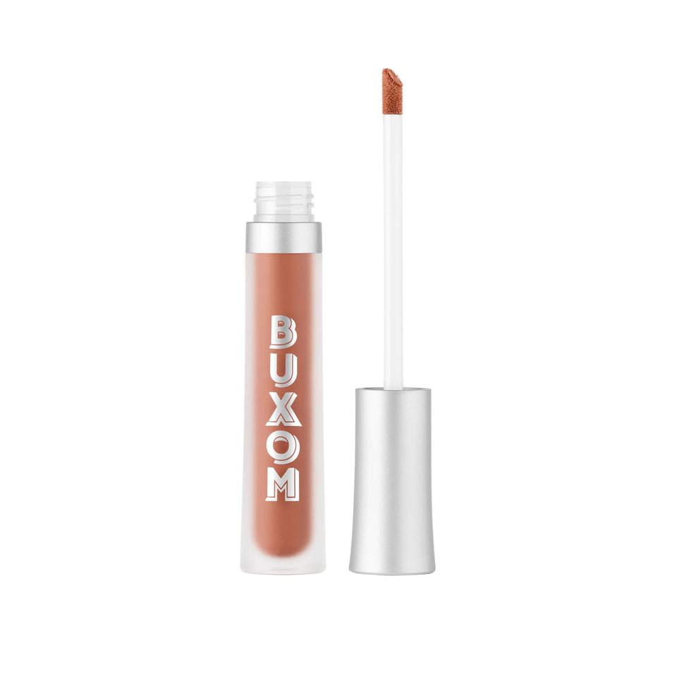BUXOM front packaging showing color and matte-sueded promise for bold wear