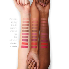 BUXOM texture swipe highlighting pigmented, velvety matte-sueded finish