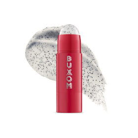 BUXOM front packaging showing Dragon Fruit scrub and easy application benefit