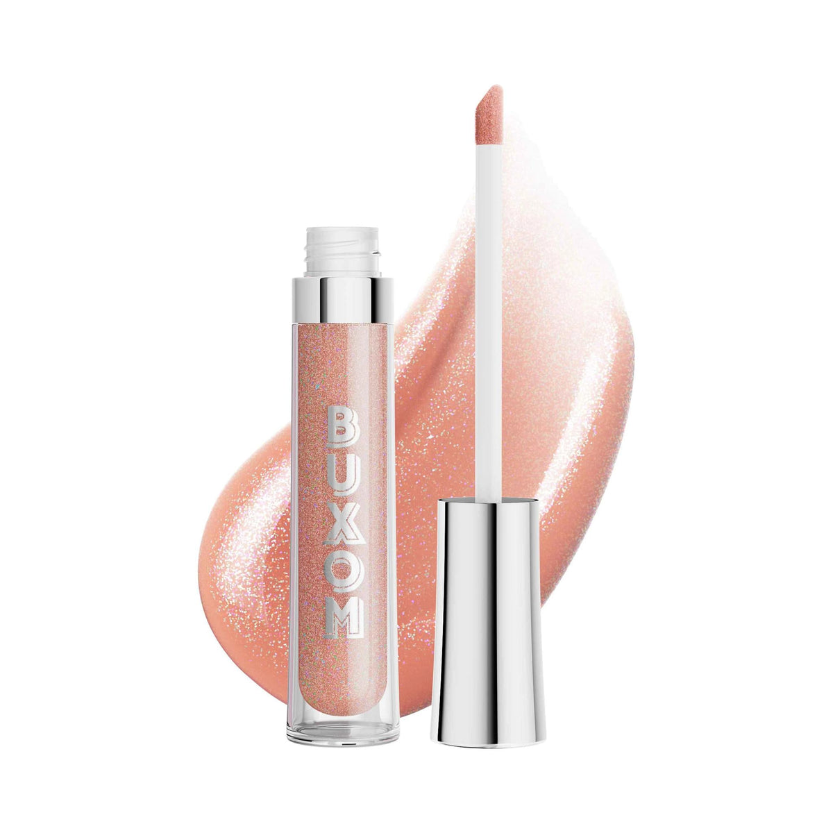 Buxom front packaging Celeste gloss shows shimmering finish for luminous lips