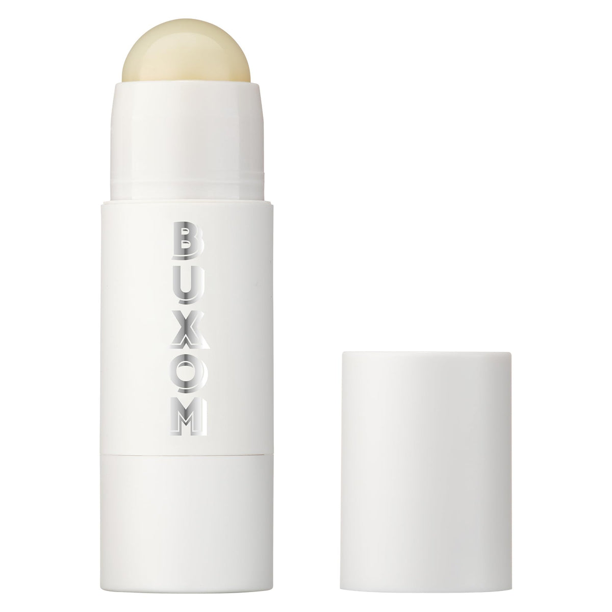 BUXOM front packaging showing clear balm and travel-ready tube benefits hydration