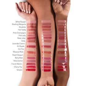 BUXOM swatch texture on skin showing creamy, shimmer-free finish benefit