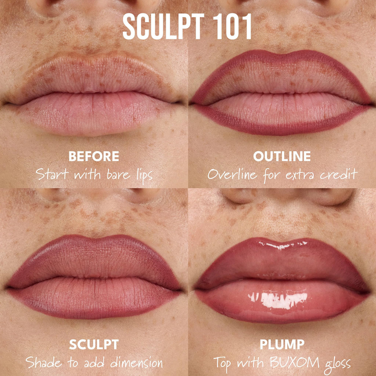Buxom label closeup highlighting product name and features