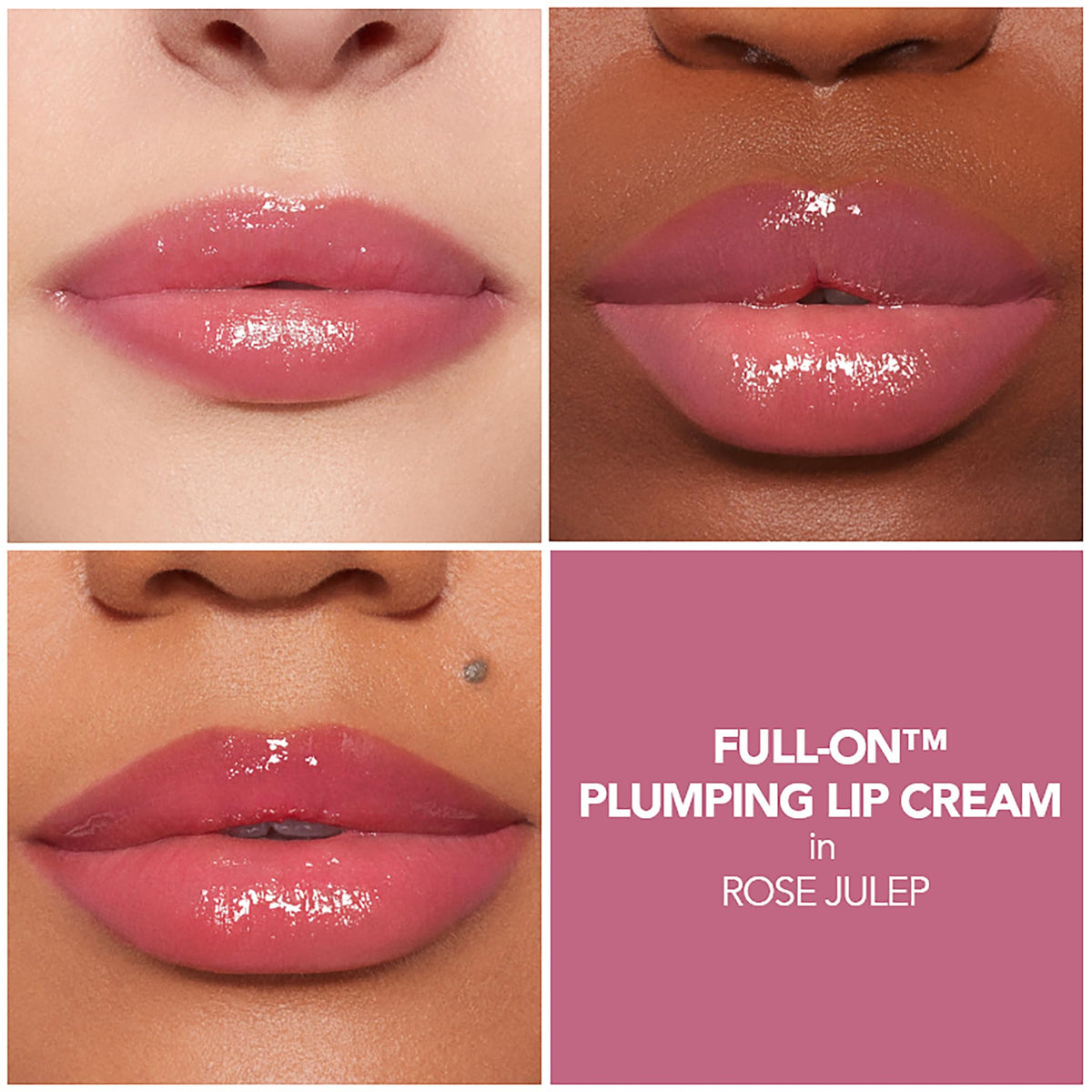 Buxom wand applicator close-up demonstrating precise, creamy gloss application benefit