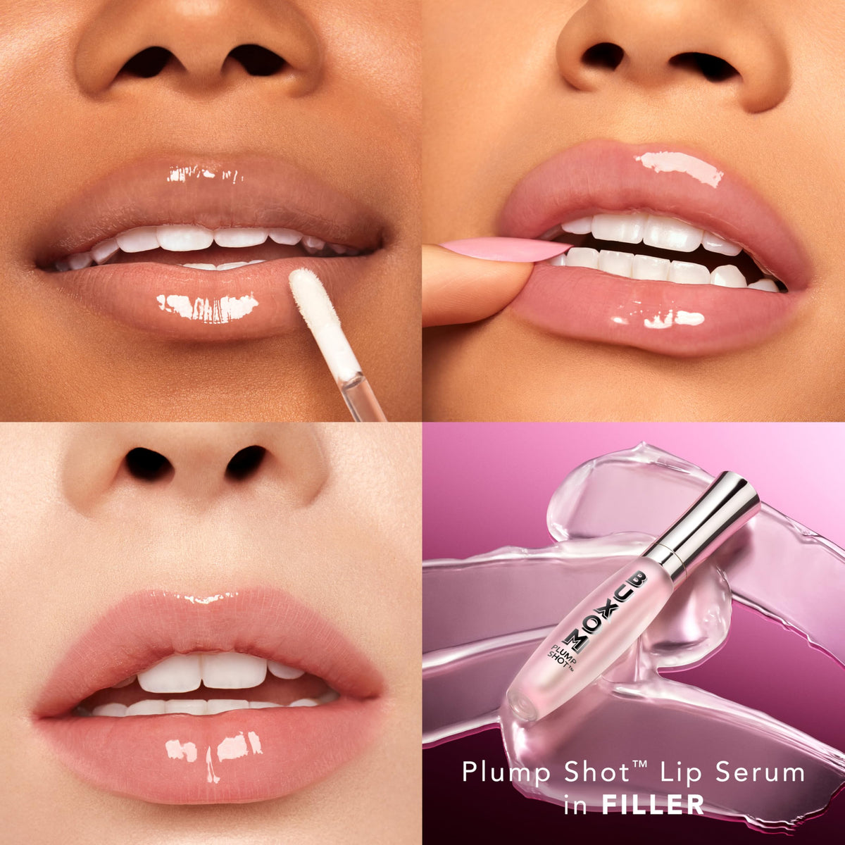 BUXOM lips before and after usage demonstrating visible smoothing