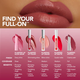 BUXOM packaging label close-up listing ingredients and clean formula