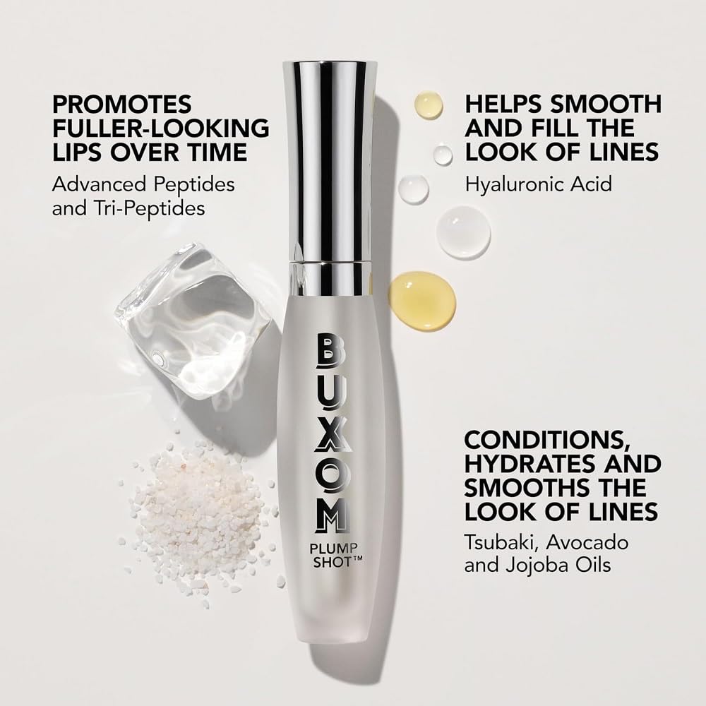 Buxom texture smear on skin showing hydration and glossy finish