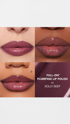 buxom shade swatch on arm displaying rich brown mauve tone