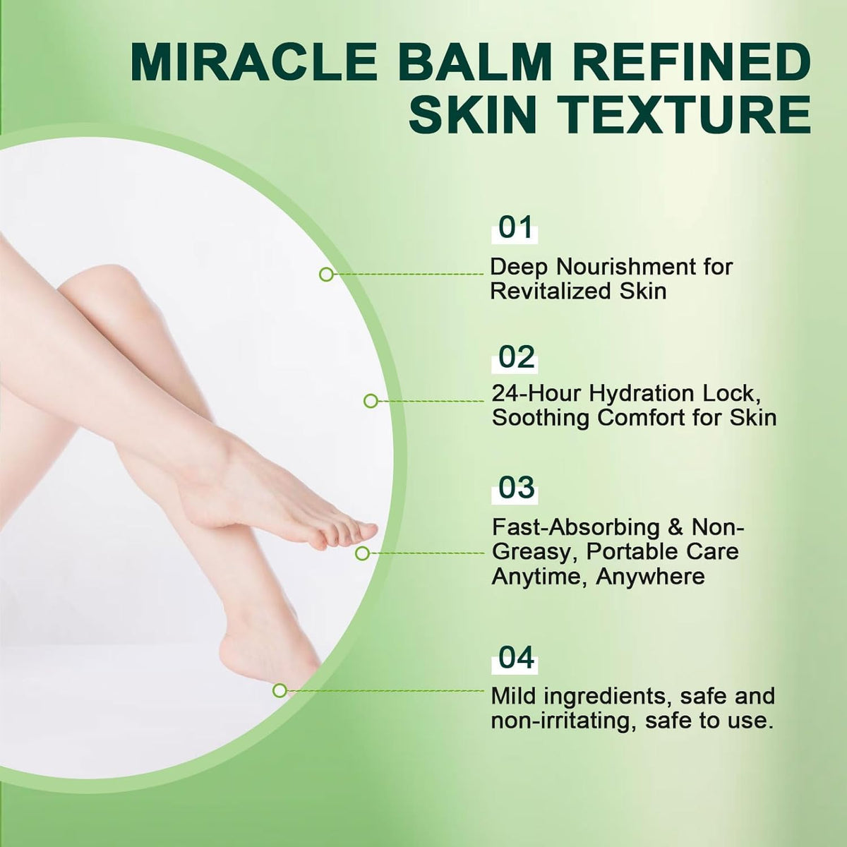 BXFGMG applying balm to leg demonstrating massage glide and comforting hydration