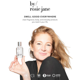 By Rosie Jane Dulce label close-up highlighting fragrance notes and ingredient transparency benefit