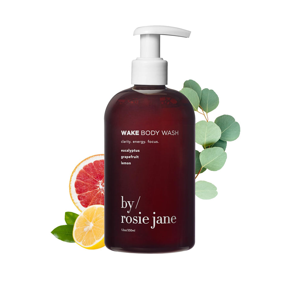 By Rosie Jane front bottle showing Wake packaging and energizing citrus benefit
