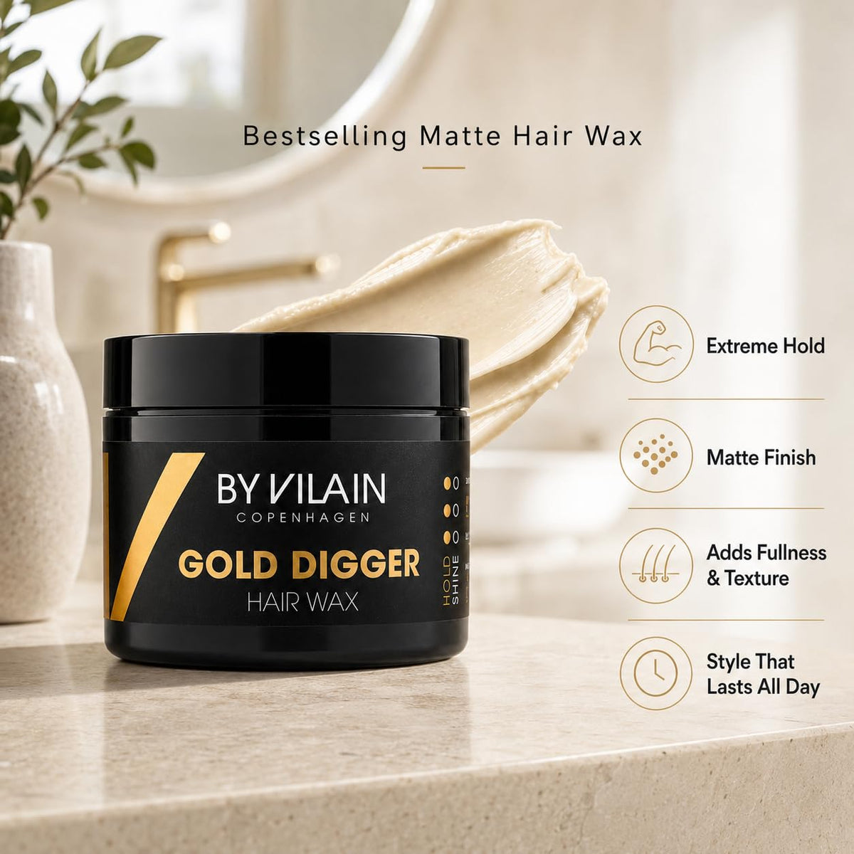 By Vilain hands applying Gold Digger demonstrating easy warming and even distribution