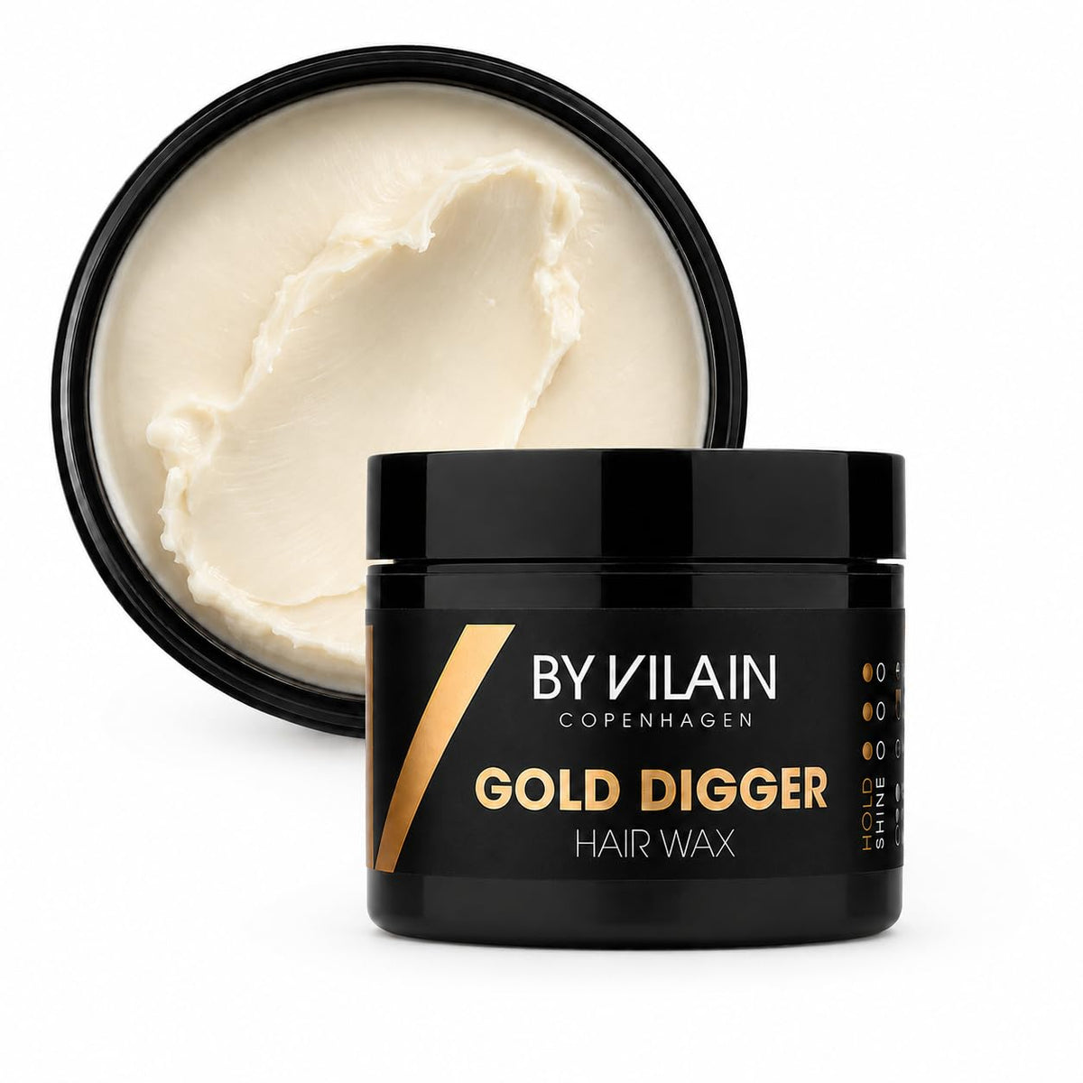 By Vilain jar front view showing Gold Digger branding and compact 65ml size for travel