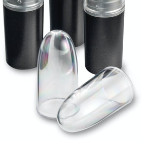 byAlegory close-up of clear acrylic cap showing flawless clarity and color preview benefit