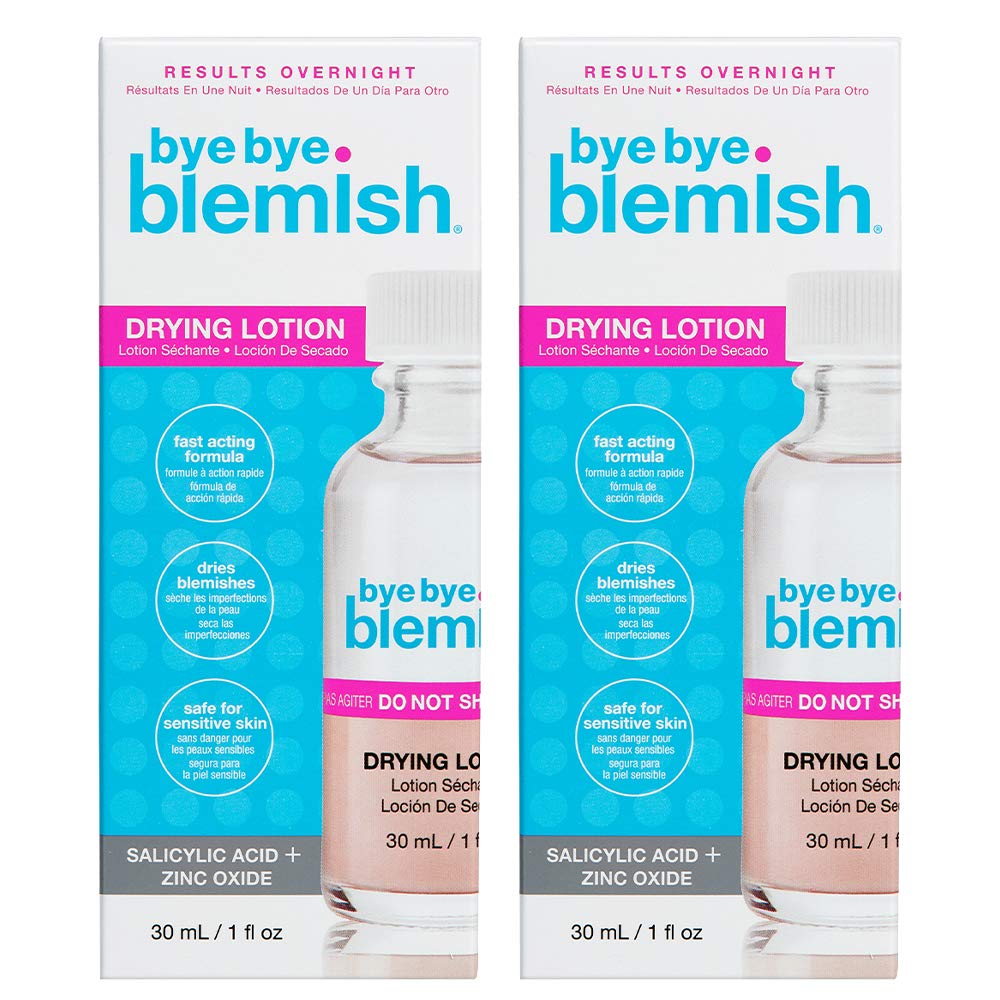 Bye Bye Blemish front packaging showing label and two 1 oz bottles for quick spot care