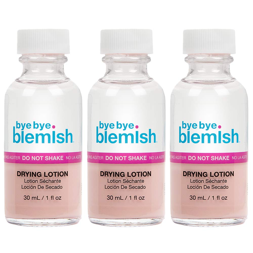 Bye Bye Blemish front packaging showing three 1oz bottles for reliable spot treatment