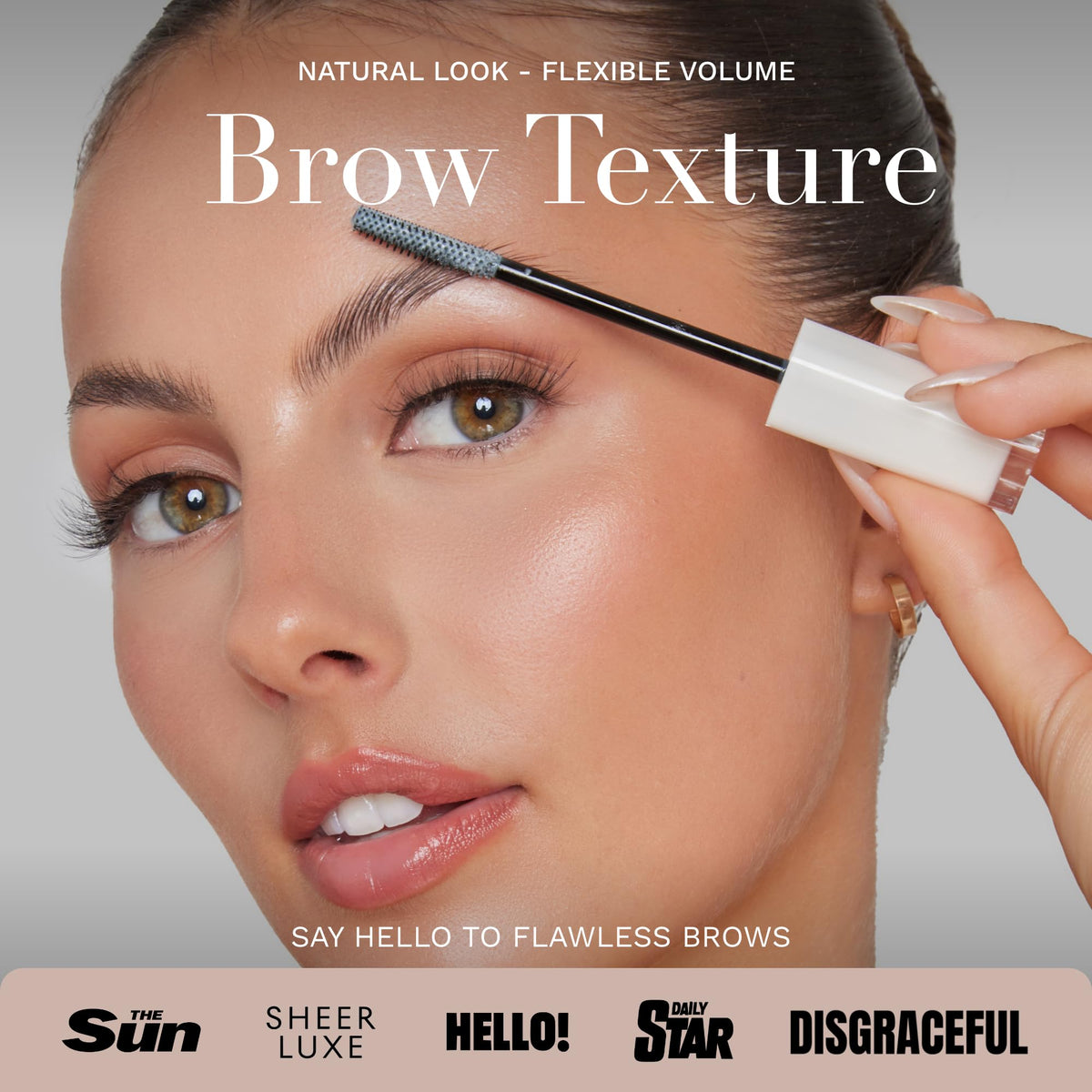byellie close-up of spoolie applicator delivering precise brow shaping