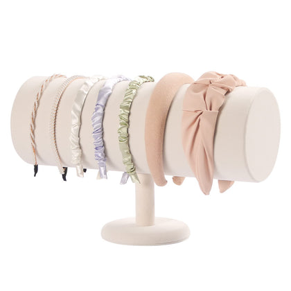 ByKen beige velvet front view showing neat headband storage benefit