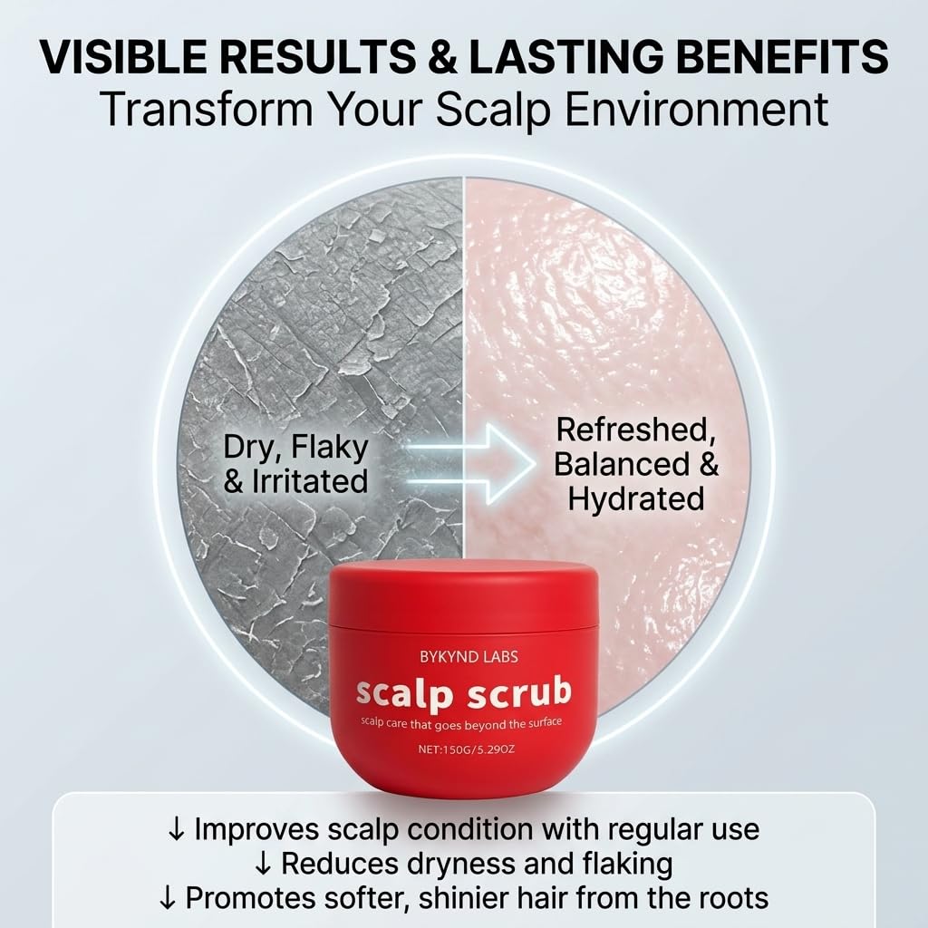 BYKYND LABS before and after scalp image showing reduced buildup
