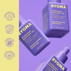 BYOMA bottle next to ruler showing 1.01 fl. oz size for scale