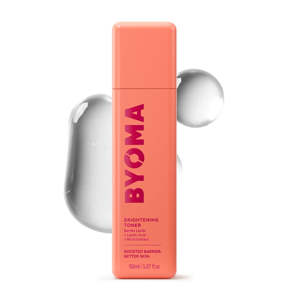 BYOMA brightening toner front packaging shows product clarity and benefits