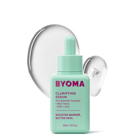 BYOMA bottle front packaging shows clean label and 1.01 fl oz size, promotes trust