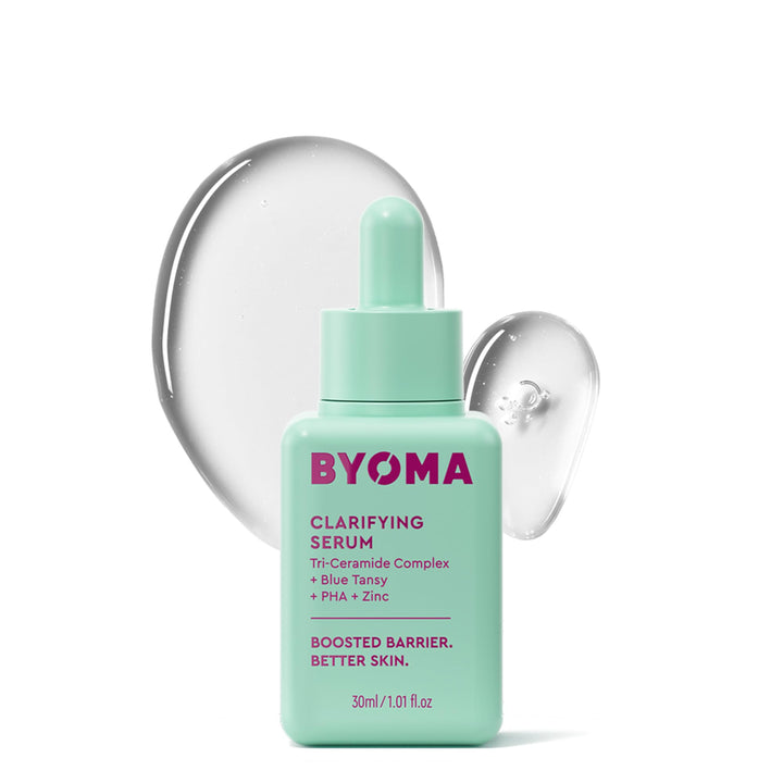 BYOMA bottle front packaging shows clean label and 1.01 fl oz size, promotes trust