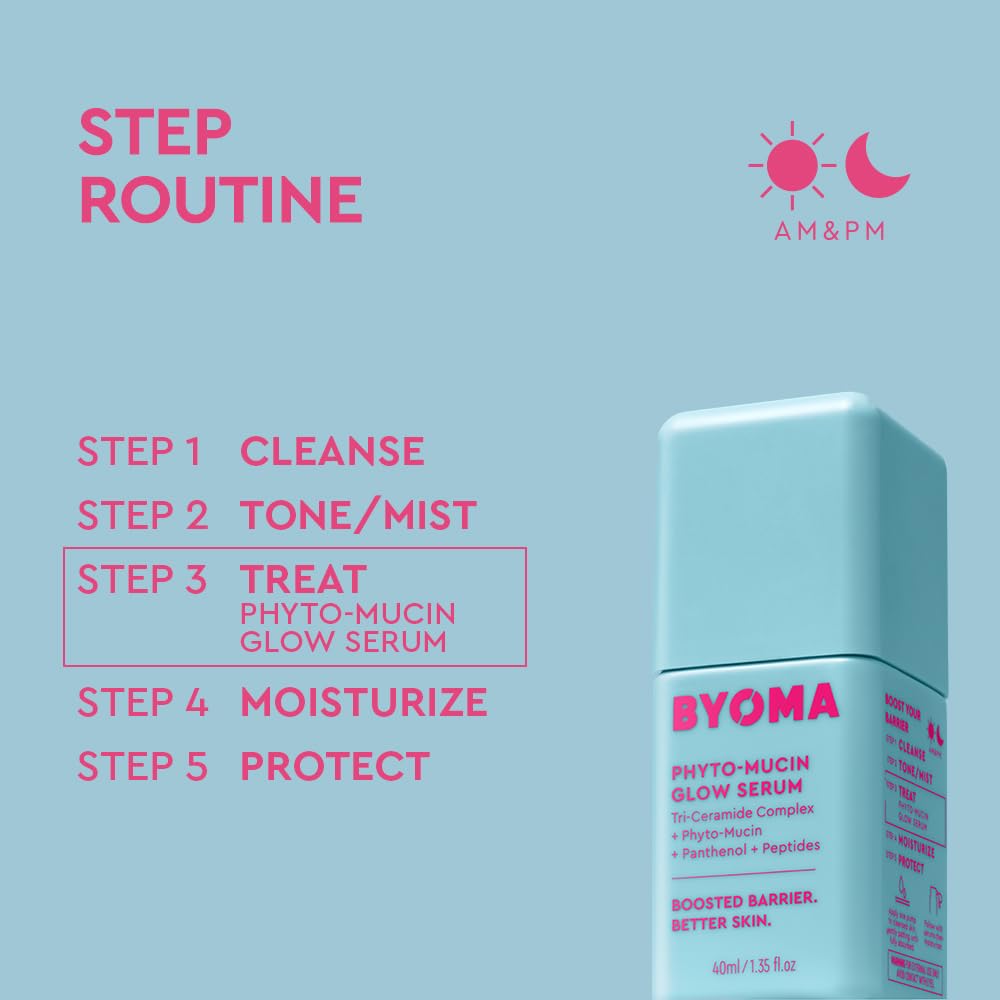 BYOMA before-and-after moisture demonstration showing improved skin plumpness benefit