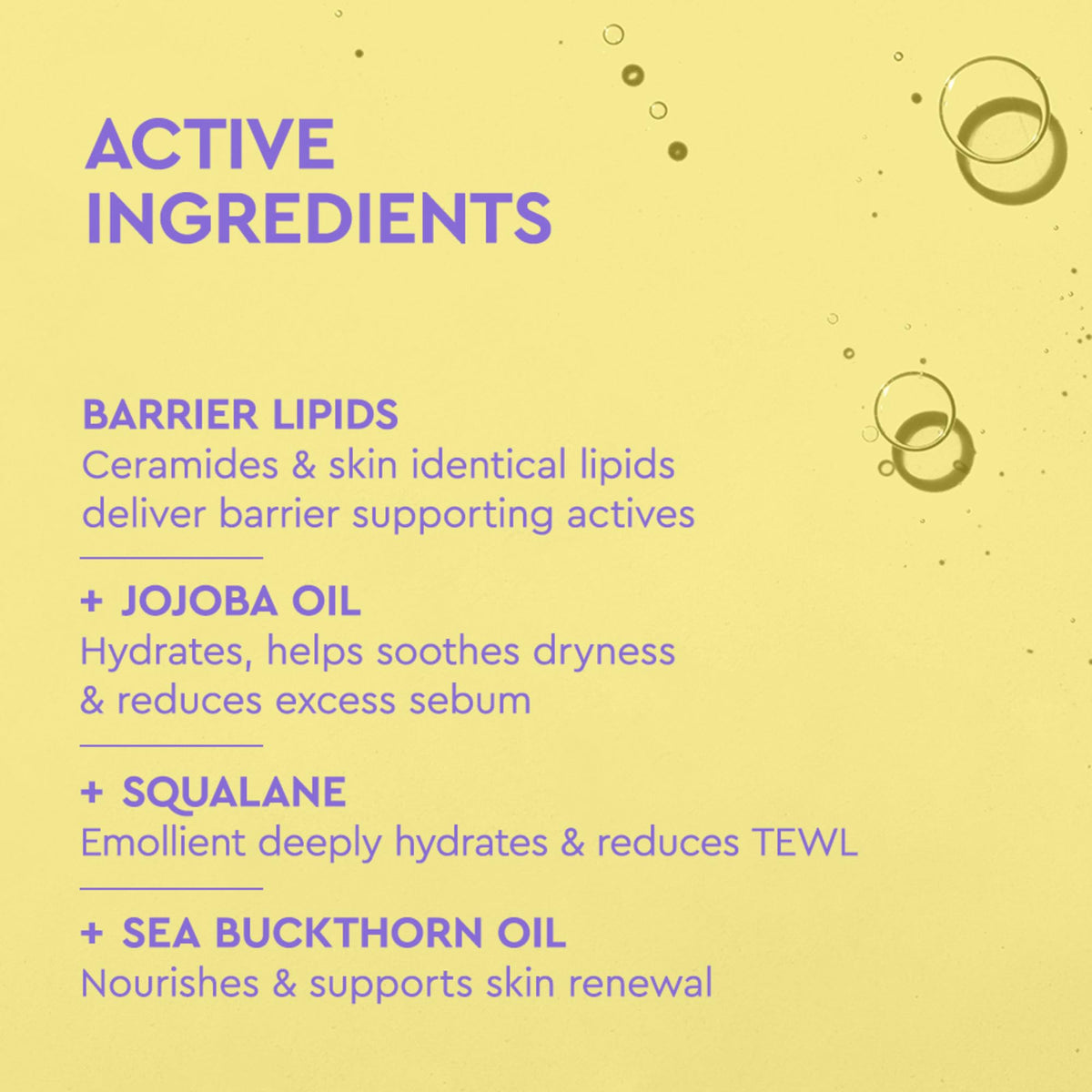 BYOMA ingredients display with jojoba and seabuckthorn for antioxidant hydration