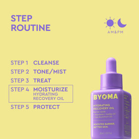BYOMA oil poured into hands illustrating easy spreadability and nourishment