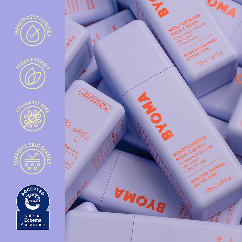BYOMA ingredient label highlighting tri-ceramide complex for barrier support