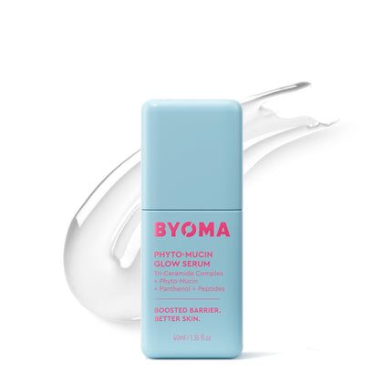 BYOMA front bottle view showing sleek serum packaging and hydration benefit