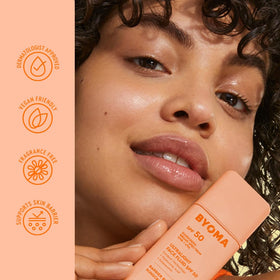 BYOMA applied to cheek in hand showing smooth, blendable finish
