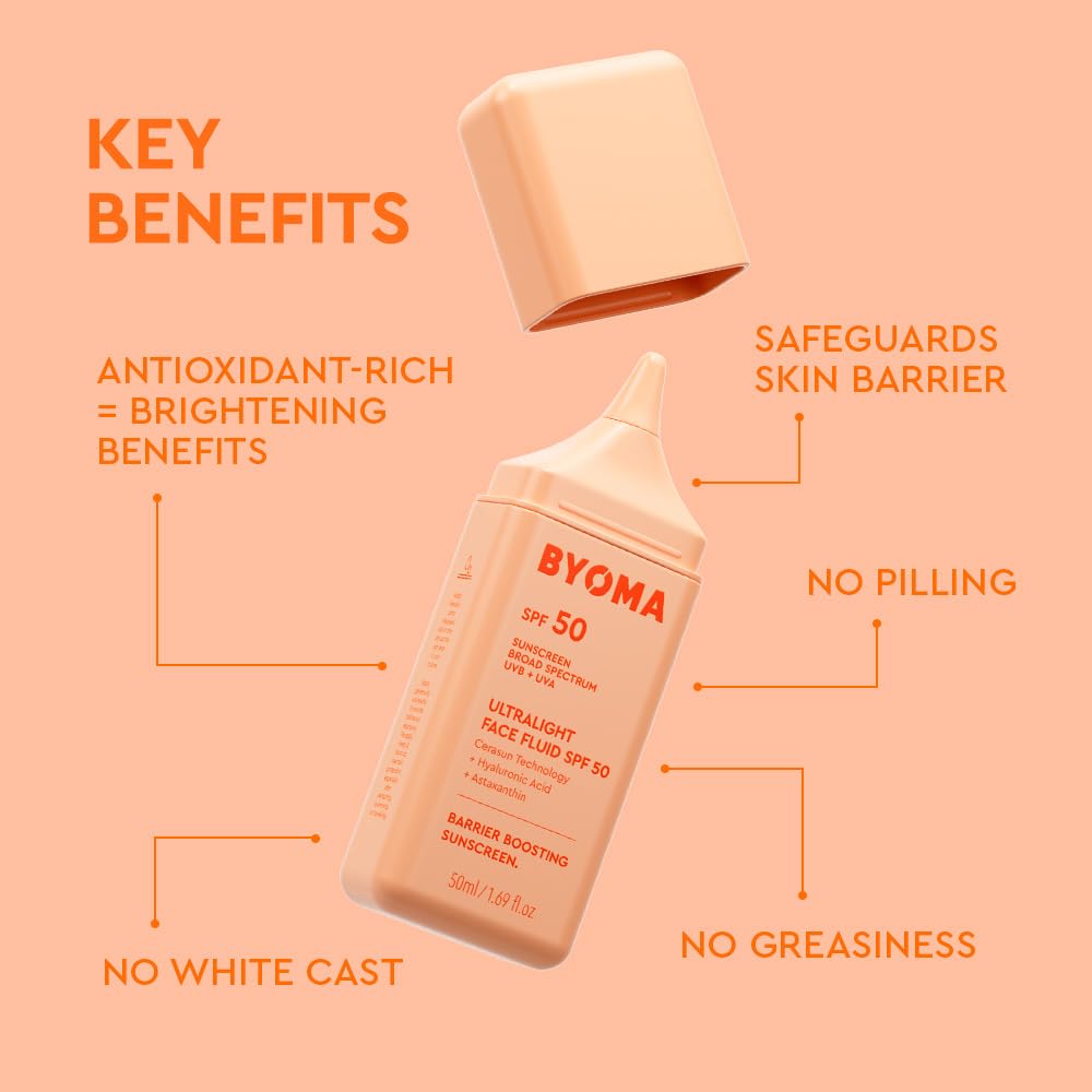 BYOMA swatch on medium skin tone showing no white cast