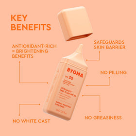 BYOMA swatch on medium skin tone showing no white cast